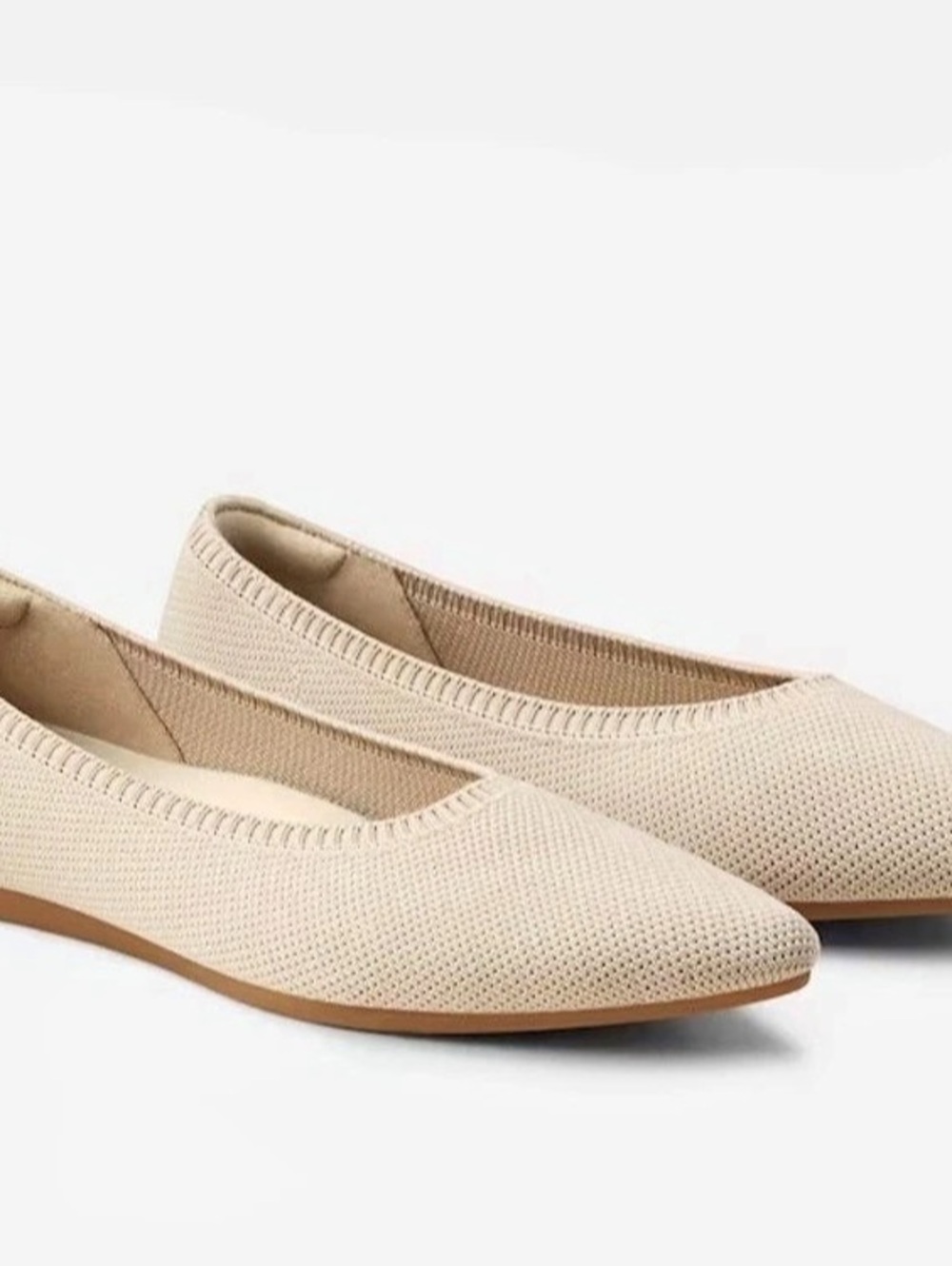VIVAIA Aria Classic Knit Pointed-Toe Flats in Almond size 11.